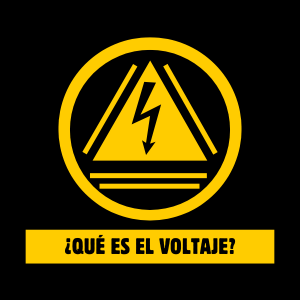 Imagen con fondo negro con un icono de voltaje o rayo con un texto el cual dice "¿Que es el voltaje?"